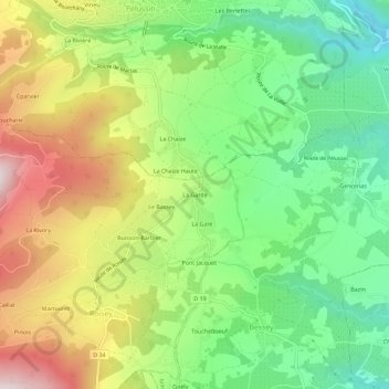 Mappa topografica La Garde, altitudine, rilievo