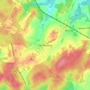 Mappa topografica Carlsbourg, altitudine, rilievo