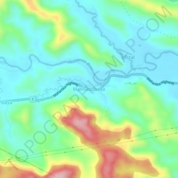 Mappa topografica Malinao Ibaba, altitudine, rilievo