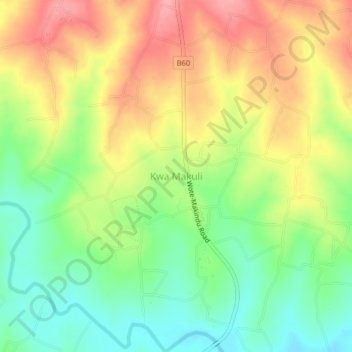 Mappa topografica Kwa Makuli, altitudine, rilievo