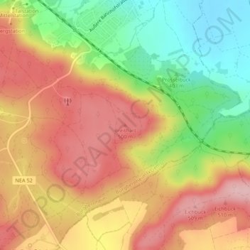 Mappa topografica Breithart, altitudine, rilievo