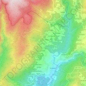 Mappa topografica Grou, altitudine, rilievo