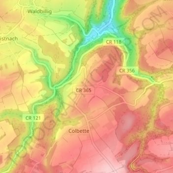 Mappa topografica Breidweiler, altitudine, rilievo