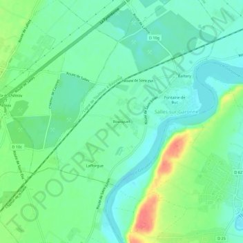 Mappa topografica Bousquet, altitudine, rilievo