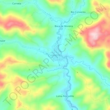 Mappa topografica Convento, altitudine, rilievo