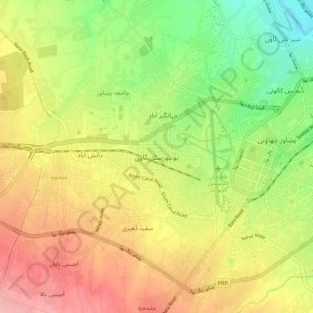 Mappa topografica University Town, altitudine, rilievo