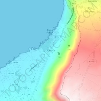 Mappa topografica Las Puntas, altitudine, rilievo