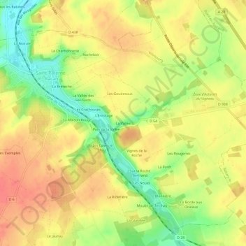 Mappa topografica La Vallée, altitudine, rilievo
