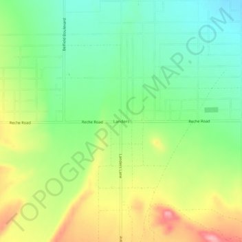 Mappa topografica Landers, altitudine, rilievo