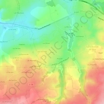 Mappa topografica Four, altitudine, rilievo