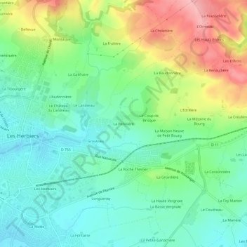 Mappa topografica La Pellinière, altitudine, rilievo