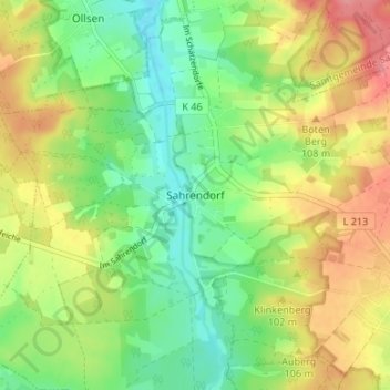 Mappa topografica Sahrendorf, altitudine, rilievo