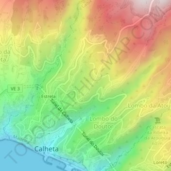Mappa topografica Lombo do Salão, altitudine, rilievo