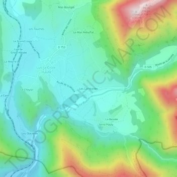 Mappa topografica Les Corréardes, altitudine, rilievo