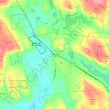 Mappa topografica Chesterfield, altitudine, rilievo