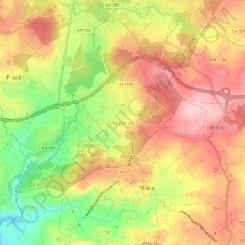 Mappa topografica Modelos, altitudine, rilievo