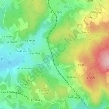 Mappa topografica Au Genier, altitudine, rilievo