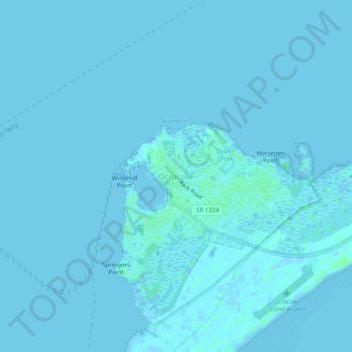 Mappa topografica Ocracoke, altitudine, rilievo