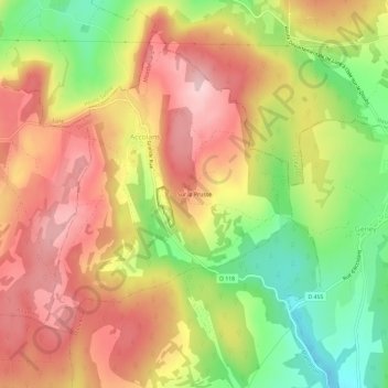 Mappa topografica Sur la Prusse, altitudine, rilievo