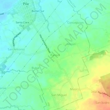 Mappa topografica Pansol, altitudine, rilievo