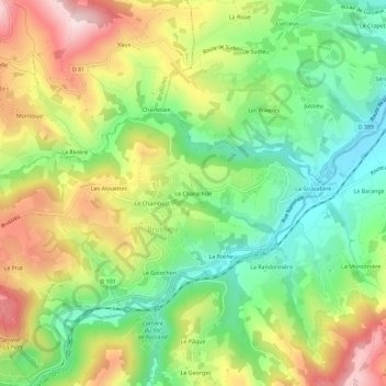 Mappa topografica Le Charachon, altitudine, rilievo
