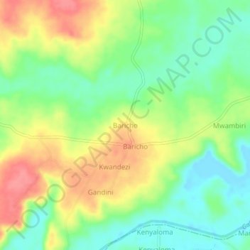 Mappa topografica Baricho, altitudine, rilievo