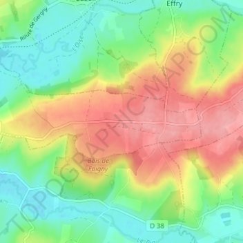 Mappa topografica Entre Deux Bois, altitudine, rilievo