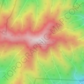 Mappa topografica Cold Mountain, altitudine, rilievo