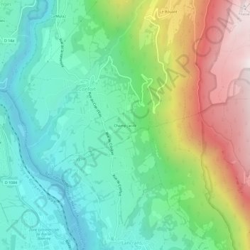 Mappa topografica Champ Jacob, altitudine, rilievo