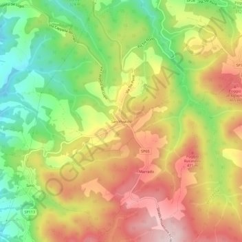 Mappa topografica San Vivaldo, altitudine, rilievo
