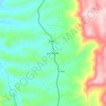 Mappa topografica San Vicente, altitudine, rilievo