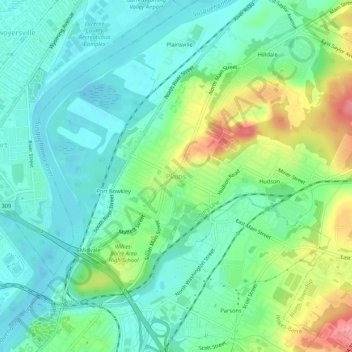 Mappa topografica Plains, altitudine, rilievo