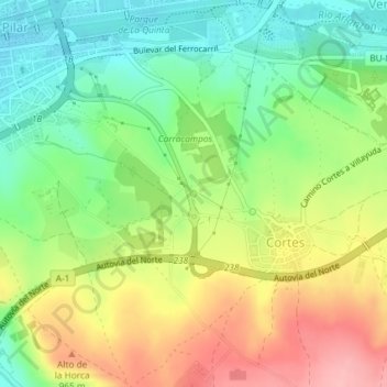 Mappa topografica Nava, altitudine, rilievo