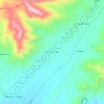 Mappa topografica Alto Laran, altitudine, rilievo