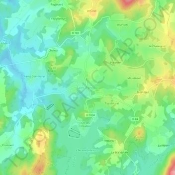 Mappa topografica Saint-Pardoux, altitudine, rilievo