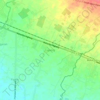 Mappa topografica Lagalag, altitudine, rilievo