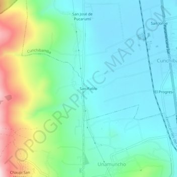 Mappa topografica San Pablo, altitudine, rilievo