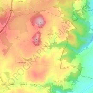 Mappa topografica Les Madras, altitudine, rilievo