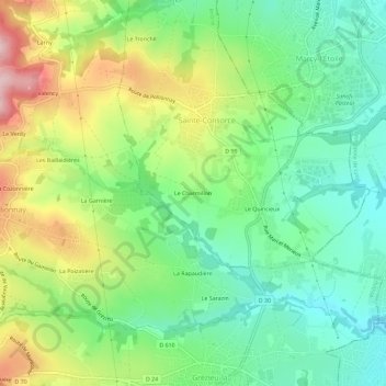 Mappa topografica Le Charmillon, altitudine, rilievo