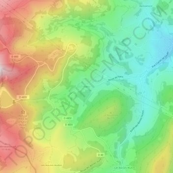 Mappa topografica Pairis, altitudine, rilievo