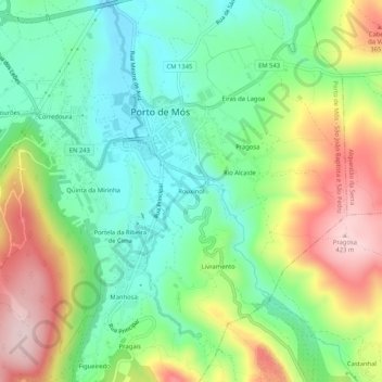 Mappa topografica Rouxinol, altitudine, rilievo