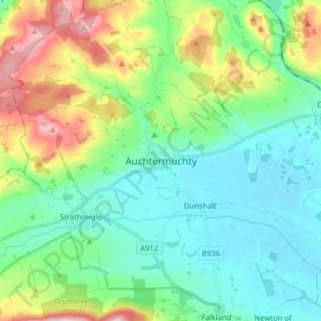 Mappa topografica Auchtermuchty, altitudine, rilievo