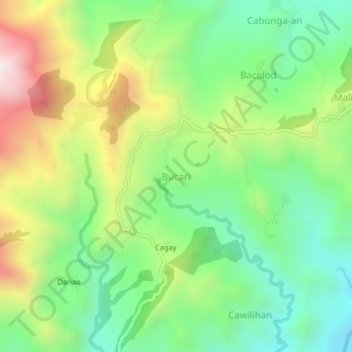 Mappa topografica Bucari, altitudine, rilievo