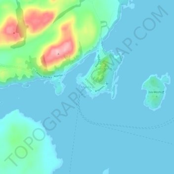 Mappa topografica Melinka, altitudine, rilievo