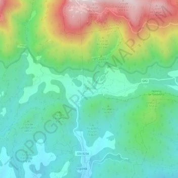 Mappa topografica Beuda, altitudine, rilievo