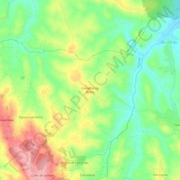 Mappa topografica Carvalhal da Azoia, altitudine, rilievo