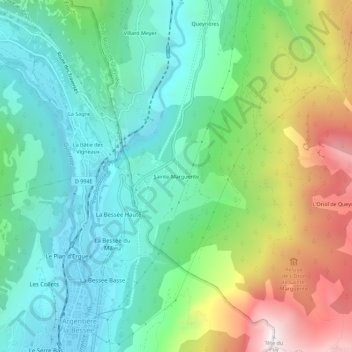 Mappa topografica Sainte-Marguerite, altitudine, rilievo