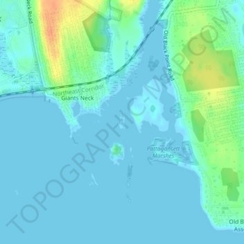 Mappa topografica Huntley Island, altitudine, rilievo