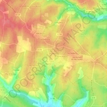 Mappa topografica Rochereau, altitudine, rilievo
