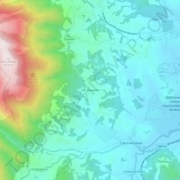Mappa topografica San Gregorio, altitudine, rilievo